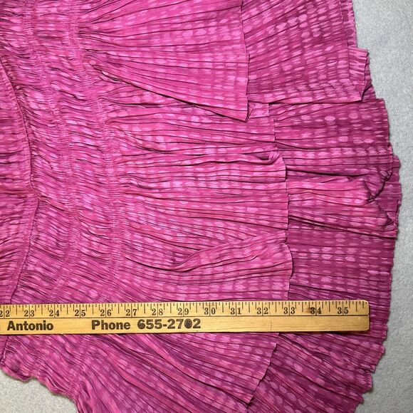Current Air Zoey Pleated Mini Dress Large Tiered Skirt Pink - Picture 8 of 9